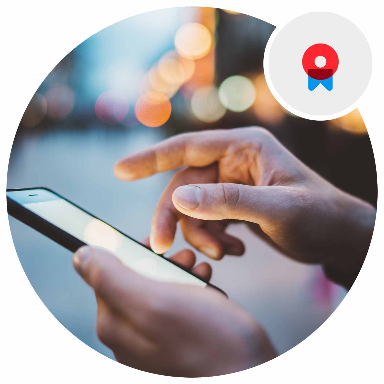 Hands holding and touching the phone.