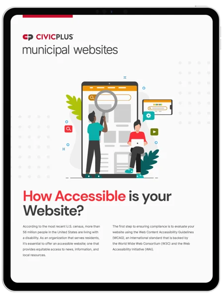 Accessibility Checklist cover page displayed on a black tablet